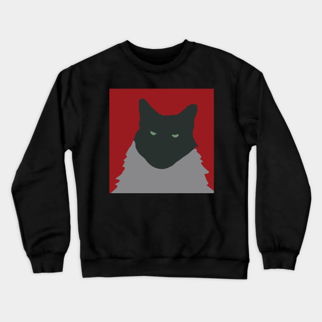 Abstract Cat on Red For Fans of Animals Crewneck Sweatshirt by ellenhenryart